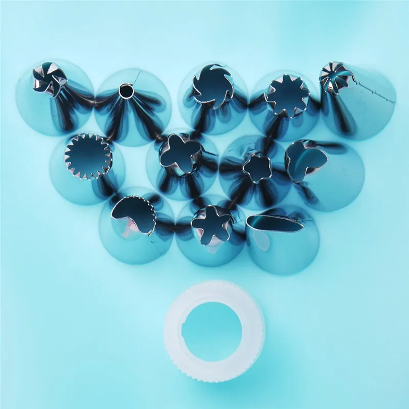 Silicone Icing Piping Cream Pastry Bag 12 Nozzles Set Cake Decorating Baking Tool with 1 Converter2643