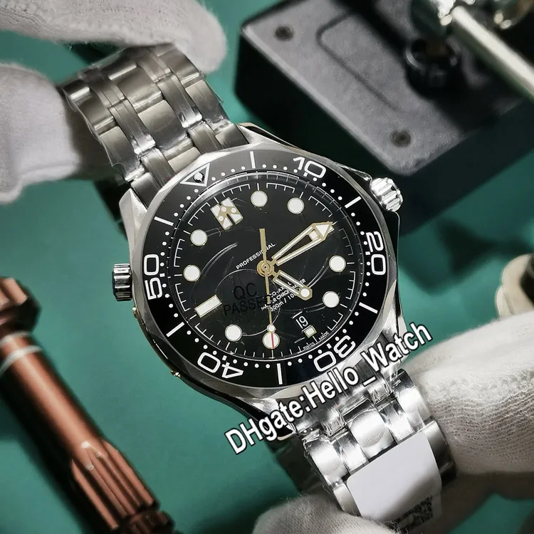 GDF New Diver 300M 007 James Bond 50th Черный текстурированный циферблат Miyota 8215 Автоматические мужские часы 210 22 42 20 01 004 Черный ободок SS Band188x