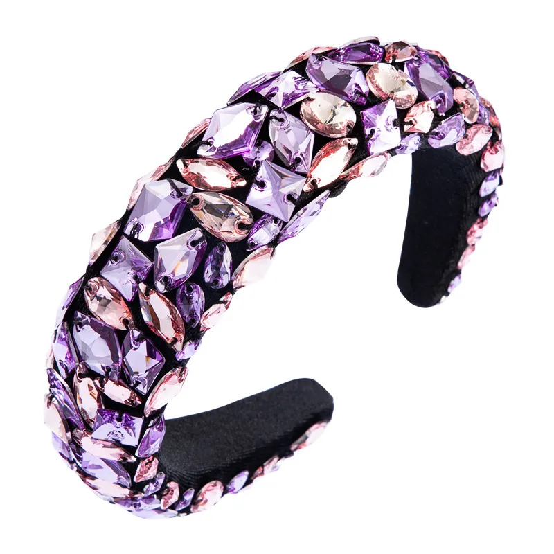 Rhinestone Headbands Hair Accessories Baroque Jeweled Hairband for Women Girls Crystal Bezel Elegant Velvet Satin Headband Fashion1306828