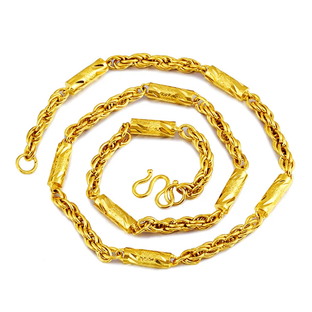 Hiphop gepersonaliseerde ketting 18K geel goud gevuld touw geometrische stijl aangepaste ketting ketting voor heren247P