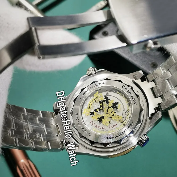 GDF New Diver 300M 007 James Bond 50th Черный текстурированный циферблат Miyota 8215 Автоматические мужские часы 210 22 42 20 01 004 Черный ободок SS Band188x