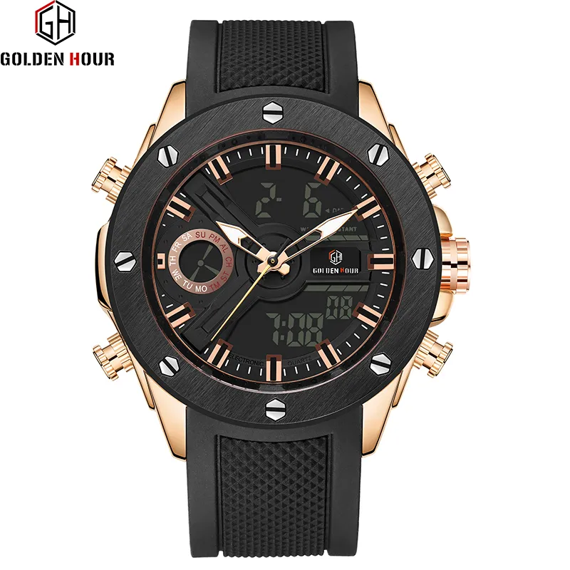 Cwp Reloj Hombre Top Marke Luxus GOLDENHOUR Männer Uhr Quarz Automatische Sport Digital Army Military Mann Relogio Masculino2520