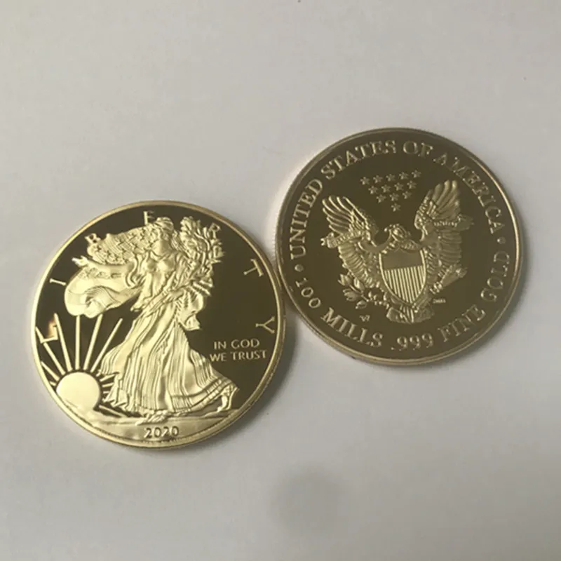 DOM EAGLEバッジ24Kゴールドメッキ40 mm記念コインアメリカン彫像自由のおーに容認できるコイン5618692