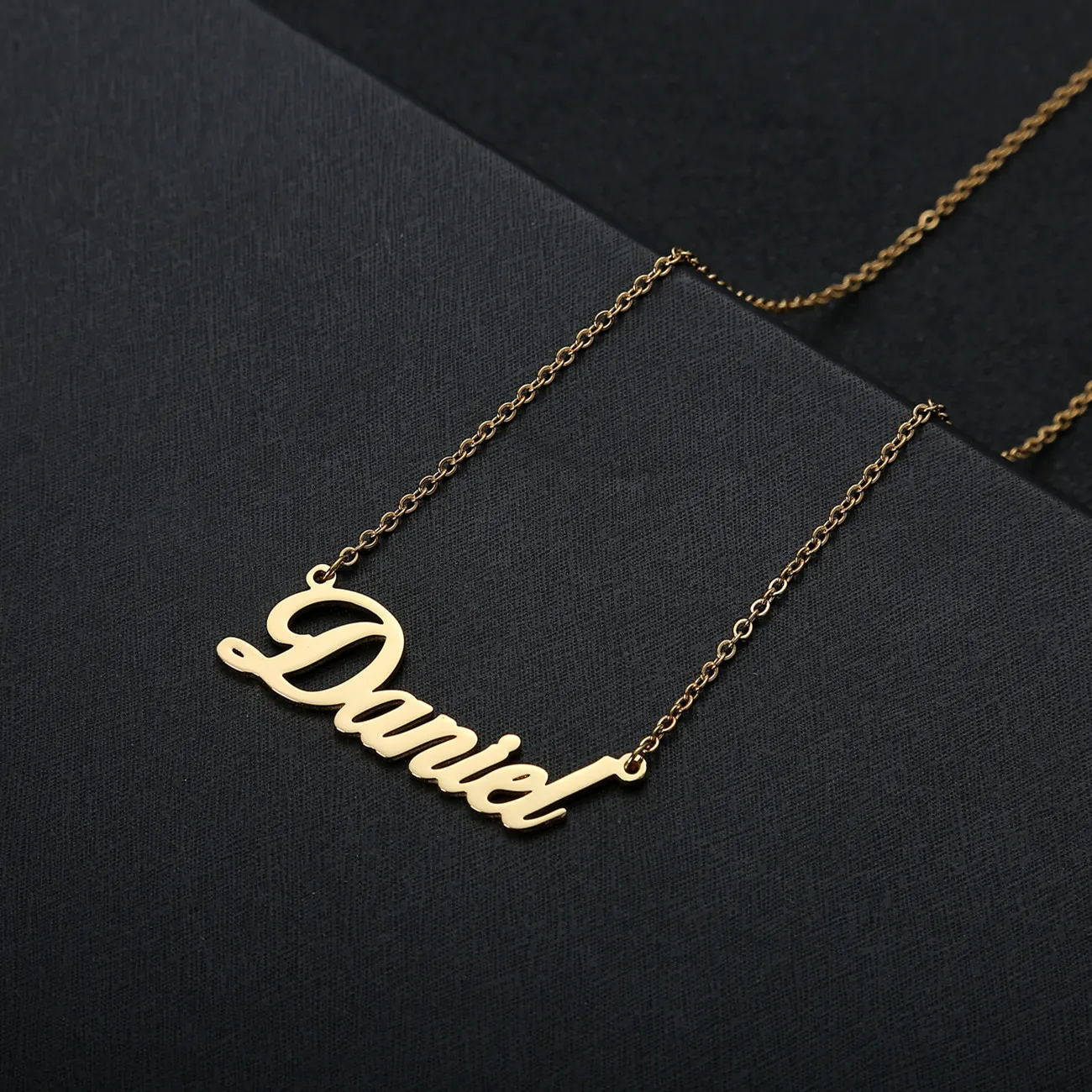 رسائل اسم الخط الفني المخصص مع سلسلة الماس الكوبي ثقيلة للرجال للنساء الذهب Silver Rosegold Color Jewelry244r