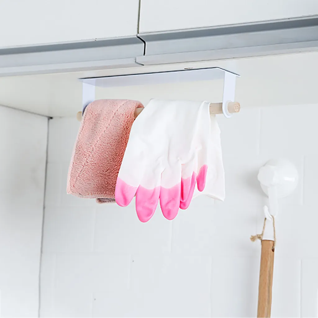 Adhesive Paper Towel Holder Storage Rack Wall Mount Iron Art Kitchen Bathroom Cupboard Tissue Shelf Home Storage331R