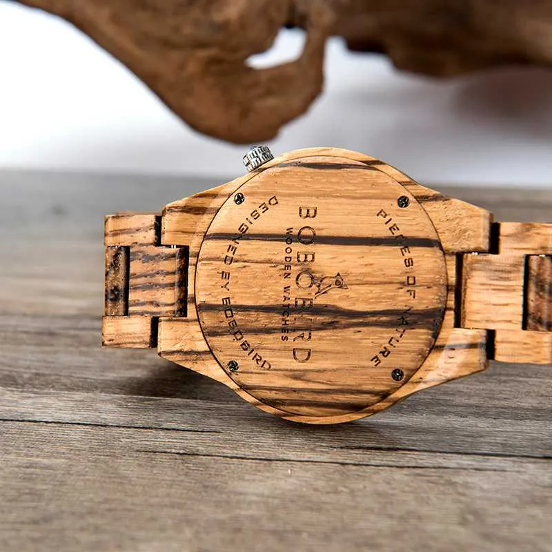 Zegarek meski BOBOBIRD montre pour hommes en bois nouveau Design Unique montres-bracelets en bois de luxe relojes de hombre Support Drop L-T16267N