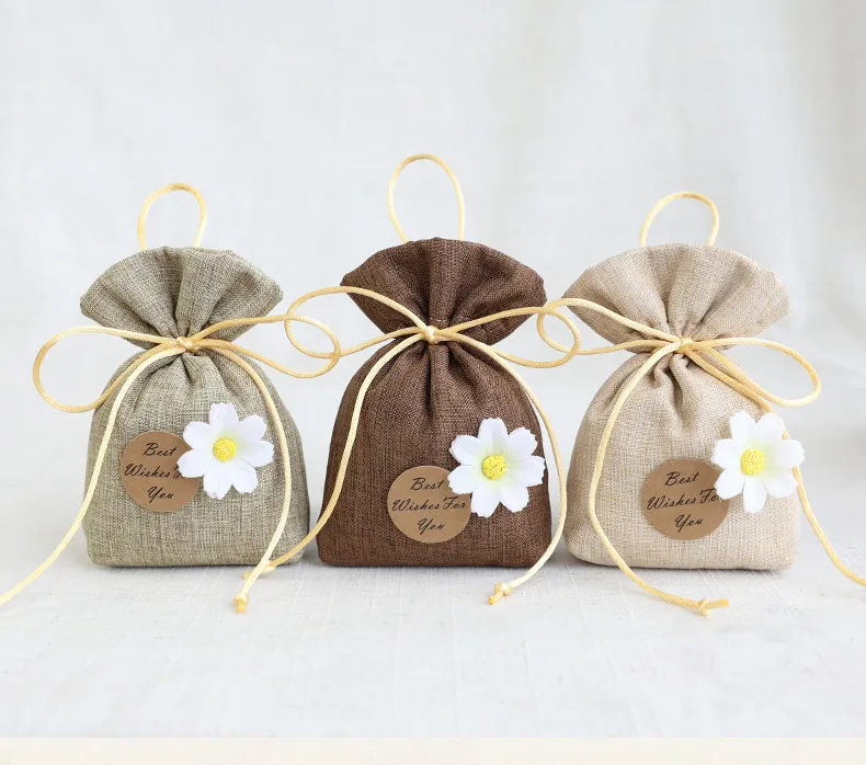 Sachet vide à cordon de serrage, paquet de bonbons, tisane, petit sac cadeau, fleur d'aromathérapie à la lavande, déodorant mignon pour chambre à coucher