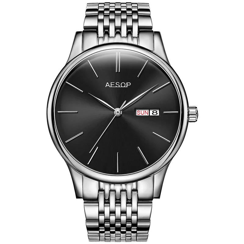 AESOP 8 5mm Ultra dunne Mode Heren horloges topmerk luxe Mannelijke Klok Mannen Relogio Masculino sliver strap265D