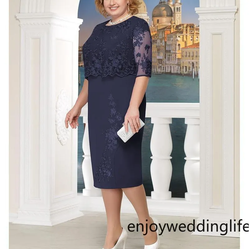 Robe de Mere Elegant Lace Plus Mother of the Bride Dresses Half Sleeve الأم مساء الحفلات Vestido de Madrinha FS634330J