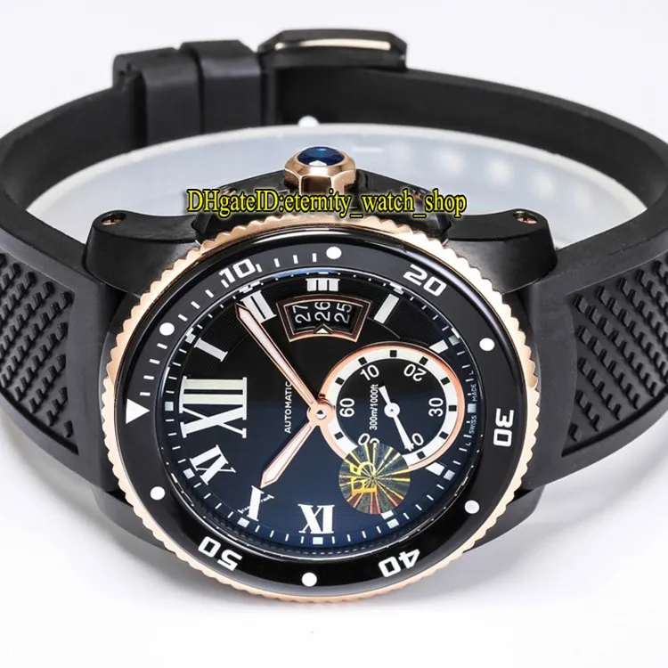 TW F5バージョンキャリバーDE W2CA0004 CAL 1904-PS MC AUTOMATIC BLACK BIG DATE DIAL LUMINOUS MENS WATH CERAMIC BEZEL RUBBERSPORT2313