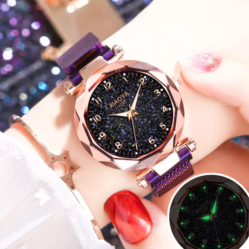 2019 Starry Sky Watches女性ファッションマグネットウォッチレディースゴールデンアラビア腕時計レディーススタイルブレスレットクロックY19234p