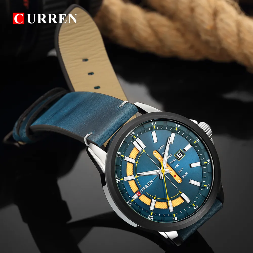 CURREN luxe décontracté hommes montres militaire sport Montre analogique Quartz montre-bracelet affichage calendrier Relogio Masculino Montre Homme256D