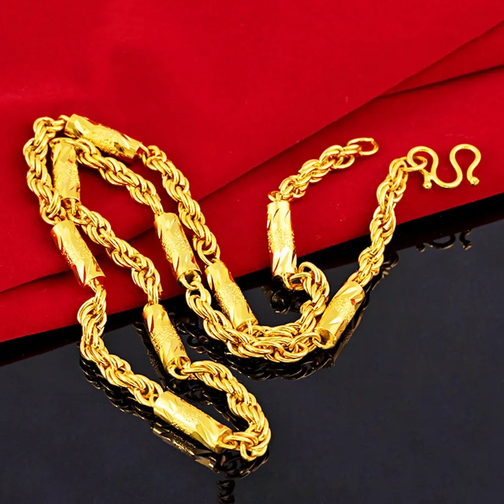 Collana personalizzata Hiphop Collana personalizzata in oro giallo 18 carati con corda piena stile geometrico uomo247P