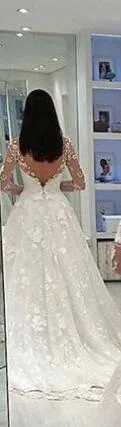 Robe de mariée sexy en dentelle blanche robe longue en V