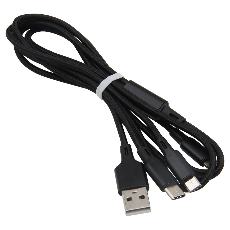 Высокоскоростное зарядное устройство USB 3 в 1 Micro Type C 1.2m плетеный USB зарядки телефона кабелей адаптер для Samsung Huawei Xiaomi LG смартфонов