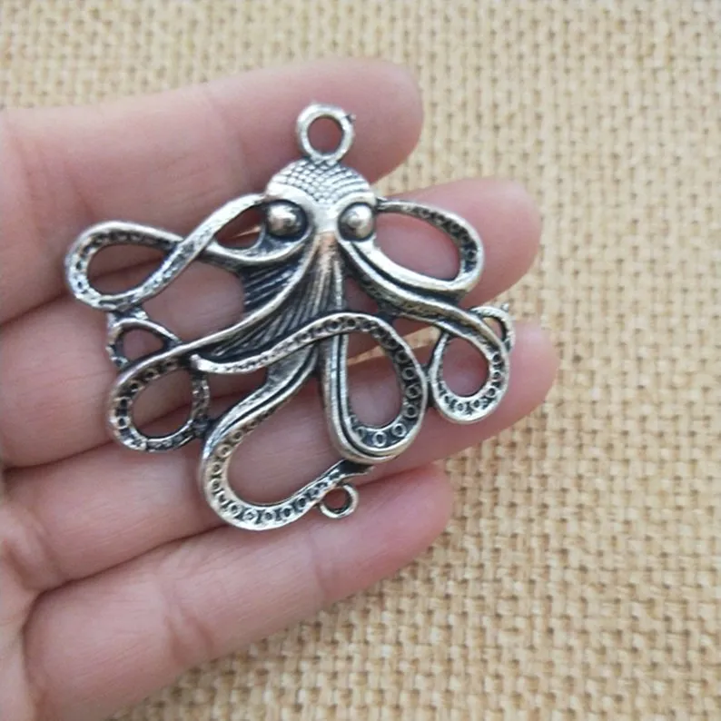 Mode Antique argent Deluxe Octopus Charm Collection Collier pendentif 18mmx33mm pour Bracelets Boucle D'oreille DIY Charm lot233K