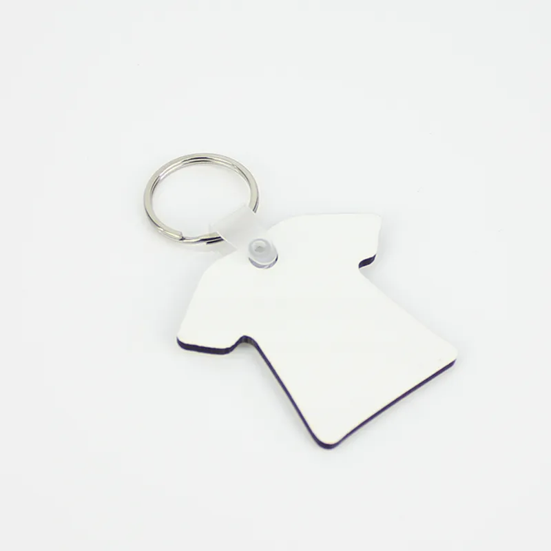 Hela 100st DIY MDF Dubbel tom T-shirt Key Chain Sublimation Träknapp Ring för värmepress Transfer Jewlery PO Gift246m