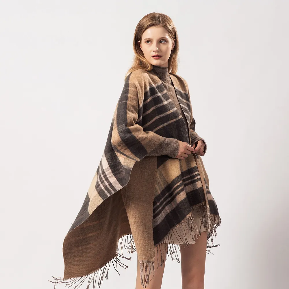 Entier-2019 nouvelle marque cachemire hiver chaud écharpes femmes élégant Cardigant châle couverture pour emmailloter pull ouvert avant Poncho Cape265Y