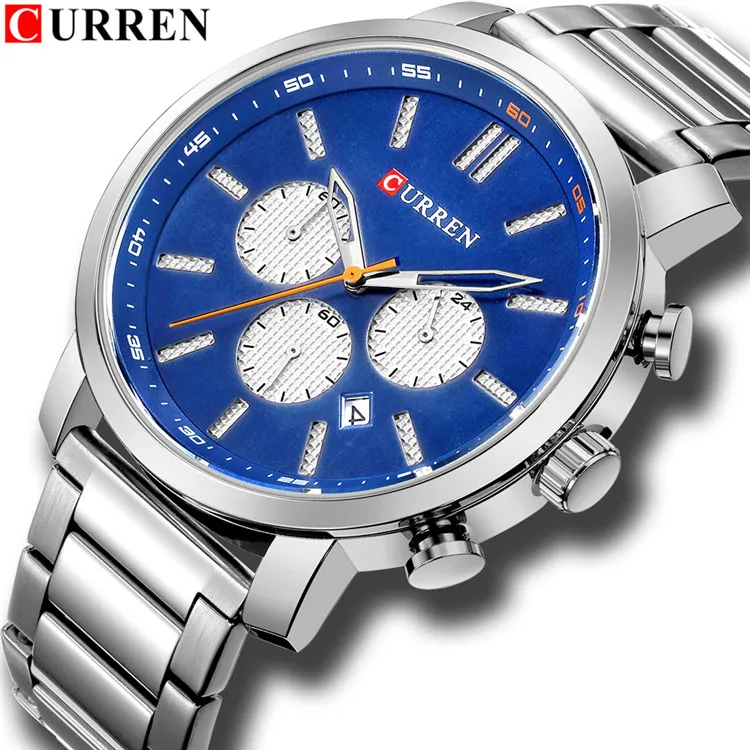 Montres hommes décontracté chronographe montre-bracelet marque de luxe CURREN acier inoxydable résistant à l'eau 30 M Relogio Masculino290A