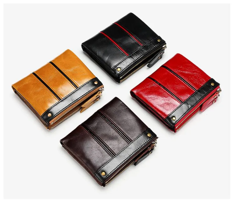 محفظة Antithef Men Wallets Wax Leather Leather Male Salet Short Wallet and Hasp Man's with Coin Card Card Absolders302x