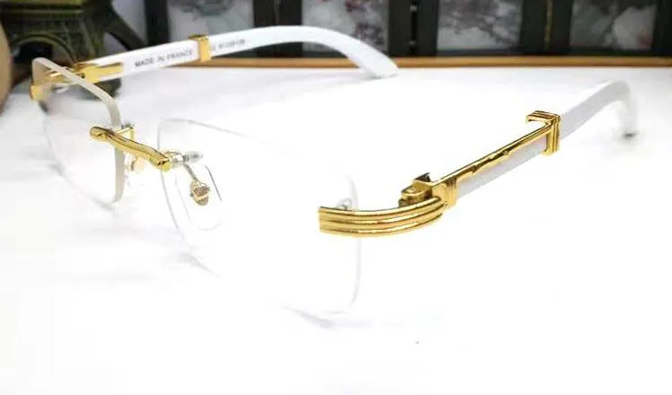 Trä buffel horn glasögon optisk ram kantfria solglasögon speglade fyrkantiga glasögonuttag occhiali da sole clear glas sol GL252Q