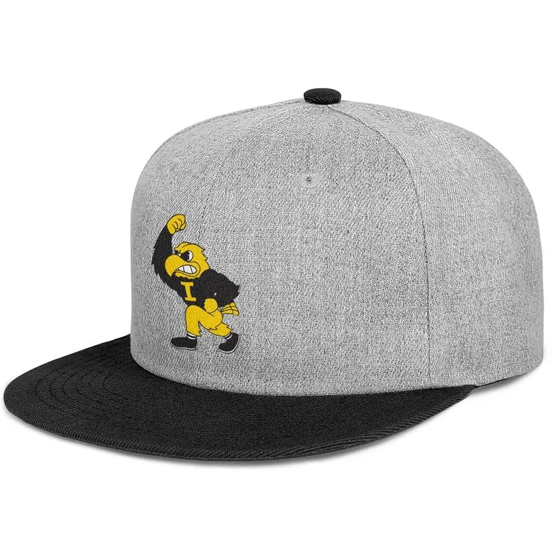 Iowa Hawkeyes Effet drapeau de football masculin et femmes bord planes de baseball CAP réglable Custom vintage chapeaux d'origine logo jaune noir 2647