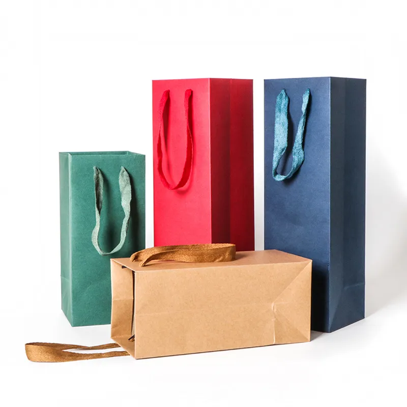 2018 Nouveaux sacs d'emballage créatifs Boîte-cadeau en papier avec ficelle pour l'huile de vin rouge Champange Bottle Carrier Gift Hort Wine Packing1255D