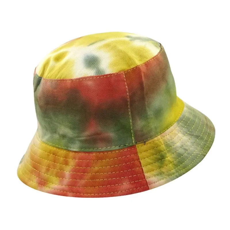 Kobiety mężczyzn harajuku traw-farbowanie kontrast kolorowy czapkę wiadra odwracalna pakowa się szerokie grzbiet słoneczny Hip Hop Cotton Cape Cape Summer254z
