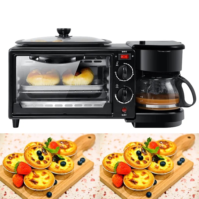 Commercial Household Electric 3 in 1 Breakfast Making Machine Multifunction Mini Drip Coffee Maker Bread Pizza Vven Frying pan Toa267r