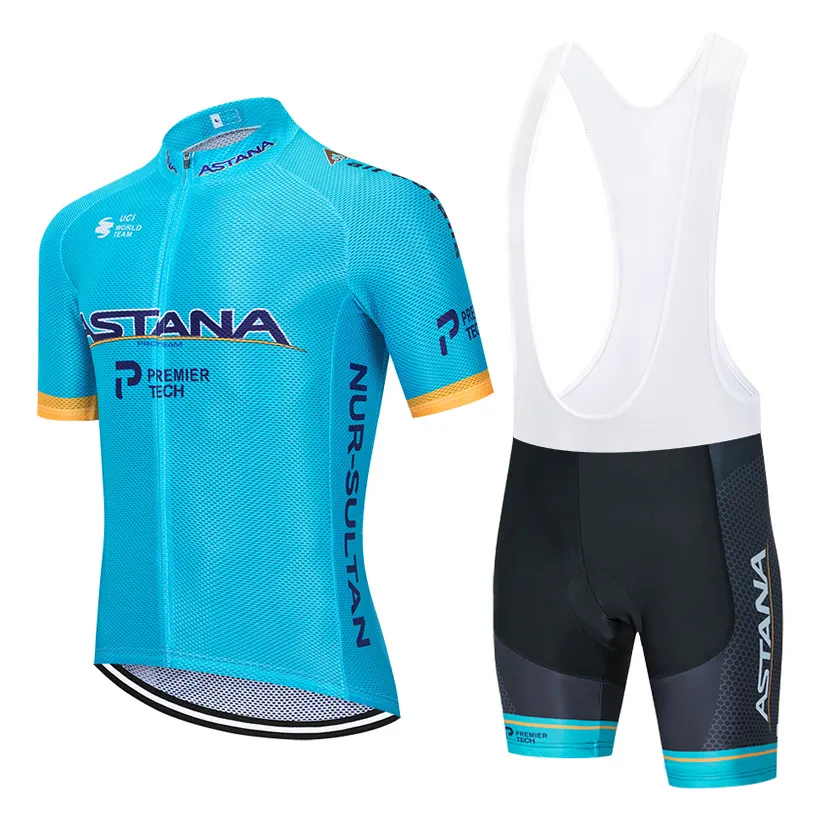 Rowerowe koszulki ustawione 2020 Pro Team Astana Cycling Clothing Summer Oddychanie mtb Jersey BIB Kit Ropa Ciclismo5714719