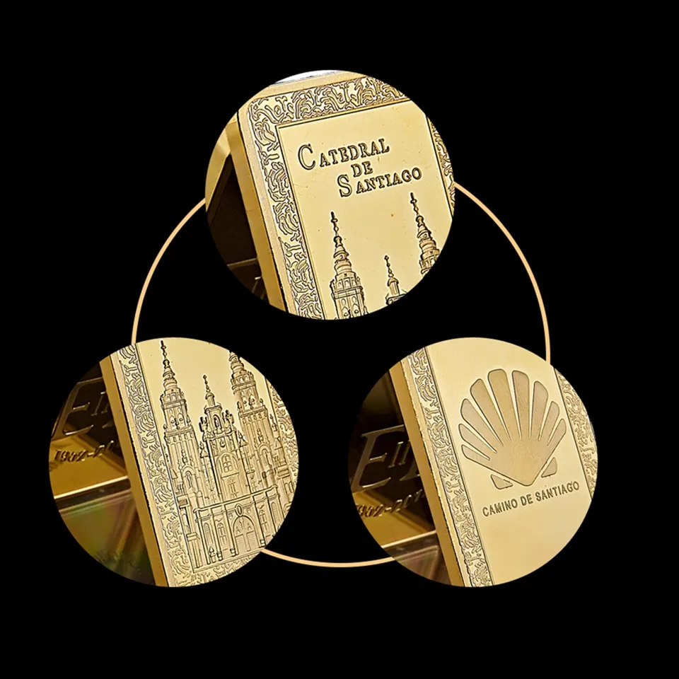 Espagne Santiago Cathédrale Christian Bullion artisanat Gold plaqué Souveniture commémorative Coins pour Collection3064091