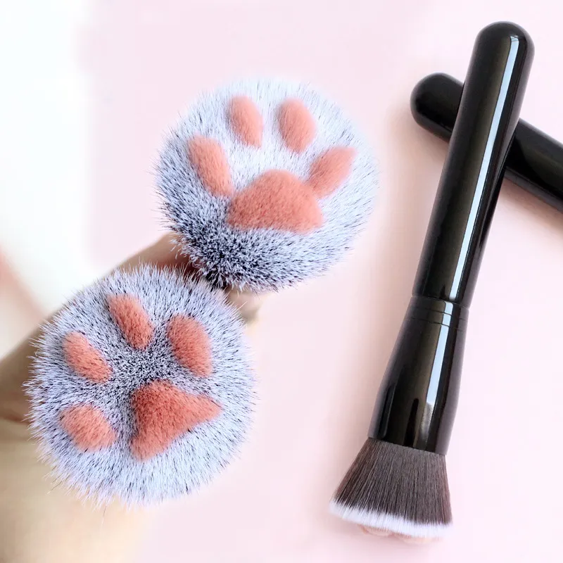 Kedi Pençe Şekli Sevimli Vakfı Fırça Man Yapımı Fiber Saç Huş Kolu Yüz Makyaj Fırçalar Pop Güzel Makyaj Güzellik Aracı