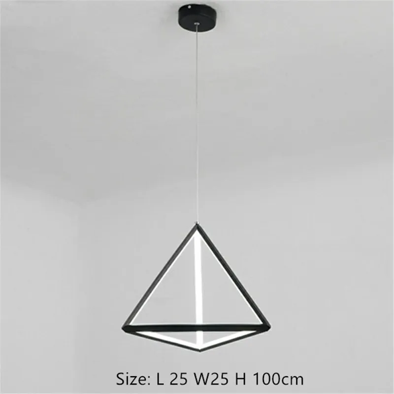 Moderna lampada a sospensione a led Nordic triangolo nero lampada a sospensione cucina soggiorno sala da pranzo camera da letto casa decorazione della casa188h