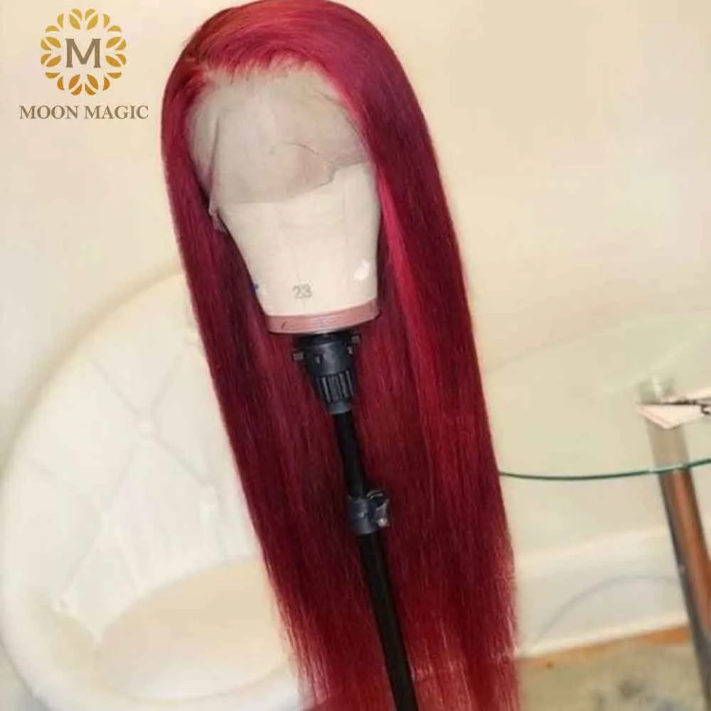 Peruca de cabelo humano frontal de renda vermelha Peruca de cabelo humano vermelho 99J 360 peruca frontal de renda pré arrancada peruca de cabelo humano de renda completa colorida