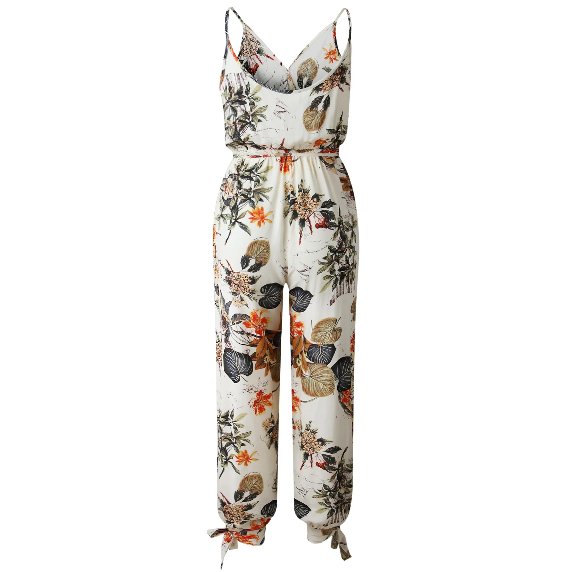 Uzzdss V Neck Sexy Bodysuits Women With Belt Body Femme Rompers Feminino Floral Playsuit Overalls Print Spring Summer Jumpsuit Y19062201