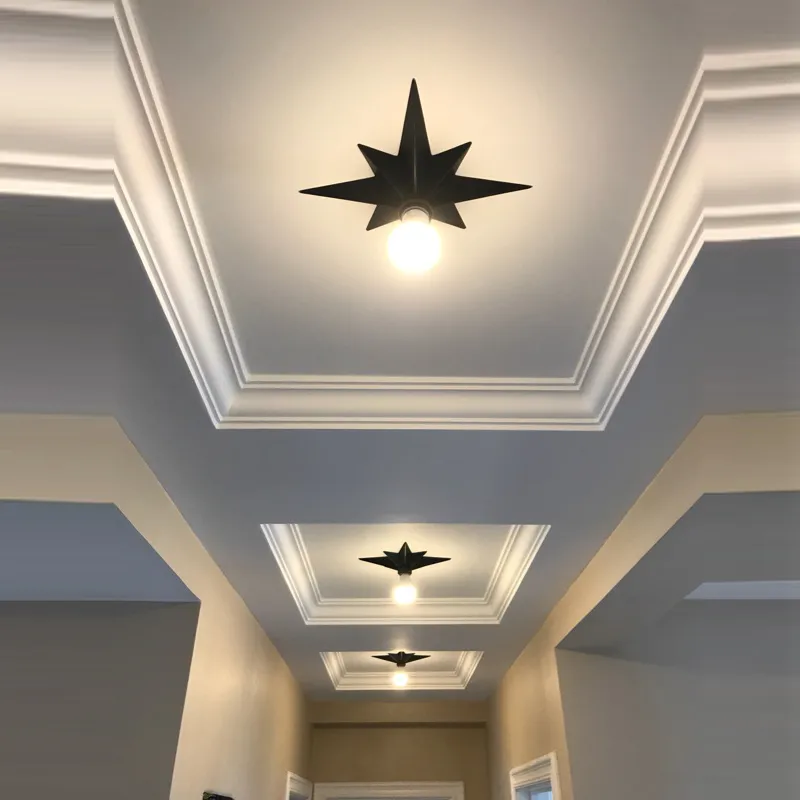 フル銅の星天井照明器具アメリカンスタイル八角形ドームライトシンプルなバルコニーポーチ通路階段キッチン天井ランプ208i