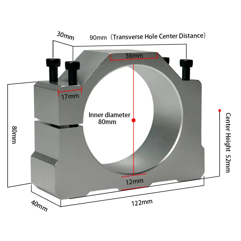 Motor İş Mil Tutucu 52mm 57mm 65mm Alüminyum Mil Kelepçesi CNC Gravür Yönlendirici Makinesi için Kelepçeli Motor Braketi