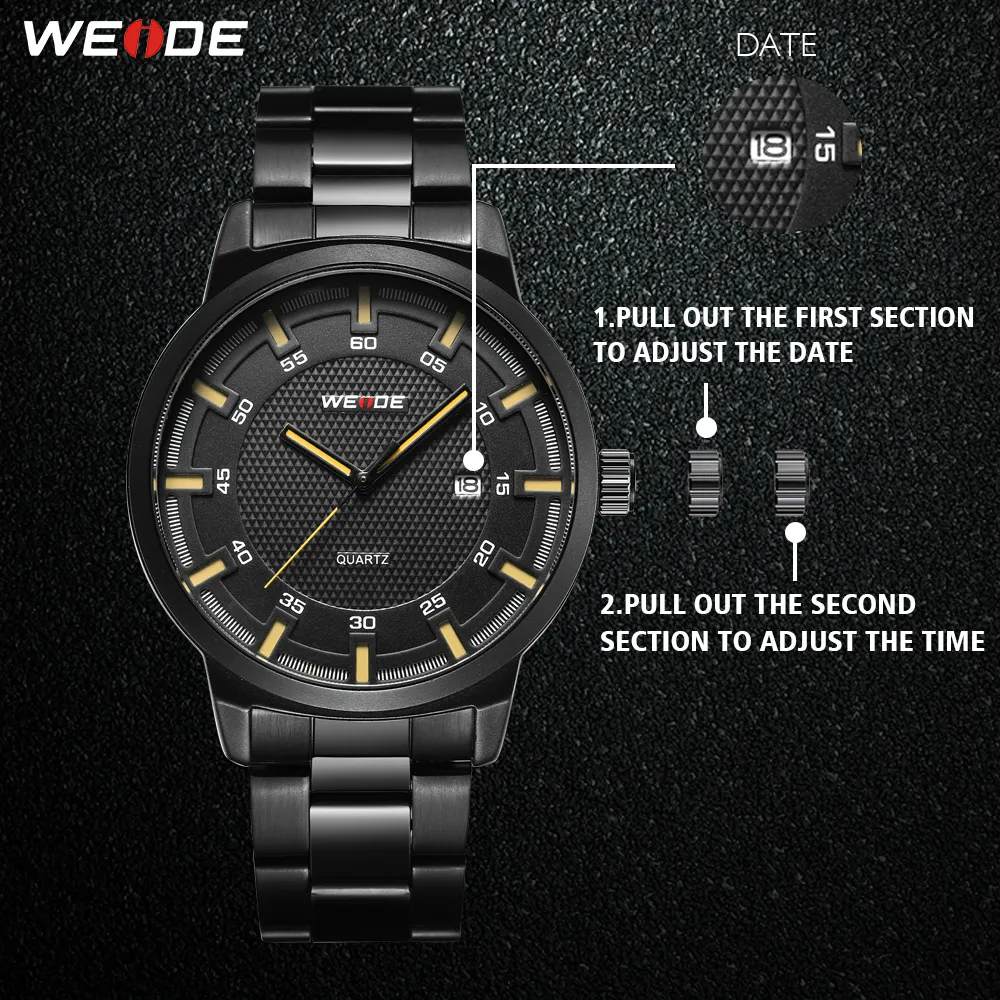 Weide Men Watch Marr Business Design Military Black Stael Stael Pass Men Digital Quartz Nagarstki zegarki Kup jeden Get 232v