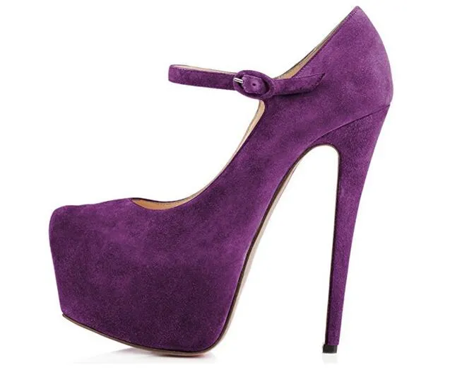 Rontic Nowe Kobiety Platformy Pompy Sexy Cienkie Szpilki Pompy Ładne Okrągłe Toe Black Nude Purple Party Prom Buty Kobiety US Rozmiar 5-15