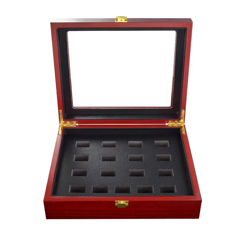 Wooden Ring Box Holder World Series Cup Championship Big Heavy Ring Display Wooden Box Ring Case17 holes 24 20 7cm282p