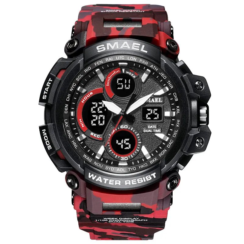 SMAEL Sport Horloge voor Mannen Nieuwe Dual Time Display Mannelijke Klok Waterdicht Schokbestendig Horloge Digitale 1708209S