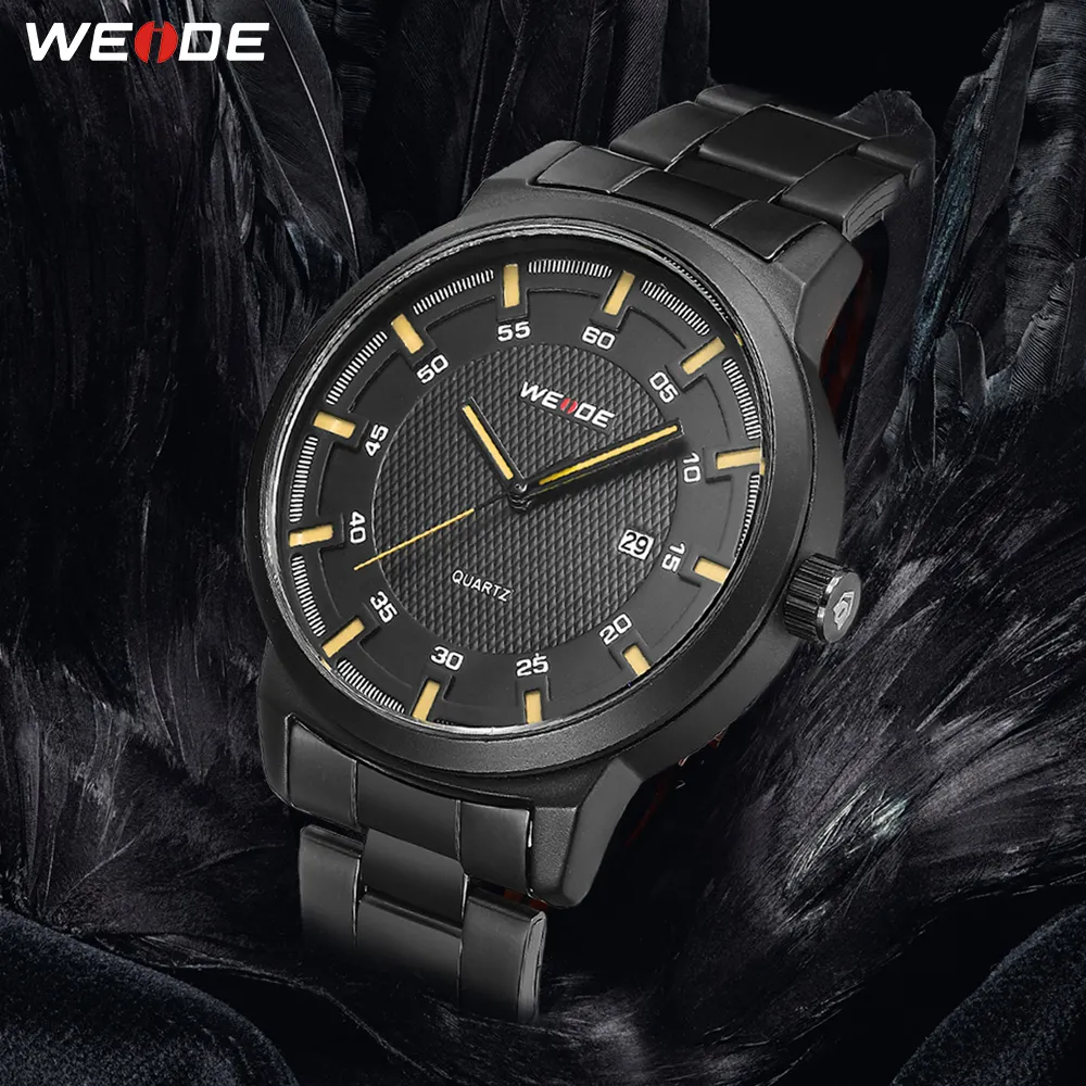 WEIDE Mannen kijken Business Brand Design Militaire Zwarte Roestvrij Stalen Band Mannen Digitale Quartz Horloges Horloge kopen een krijgen 233N