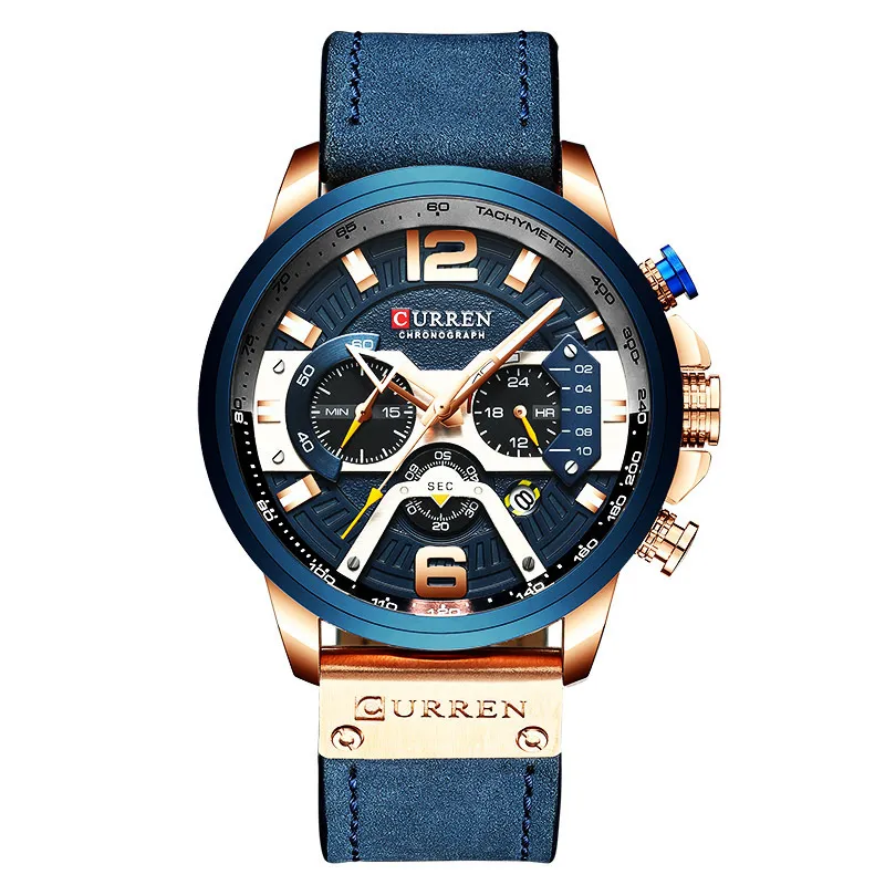 Curren Mens Watches Top Brand Brand Luxury Chronograph Men Watch Leather Waterproof Sport Watch Mas Male Clock Man Owatch T19301Q T19301Q