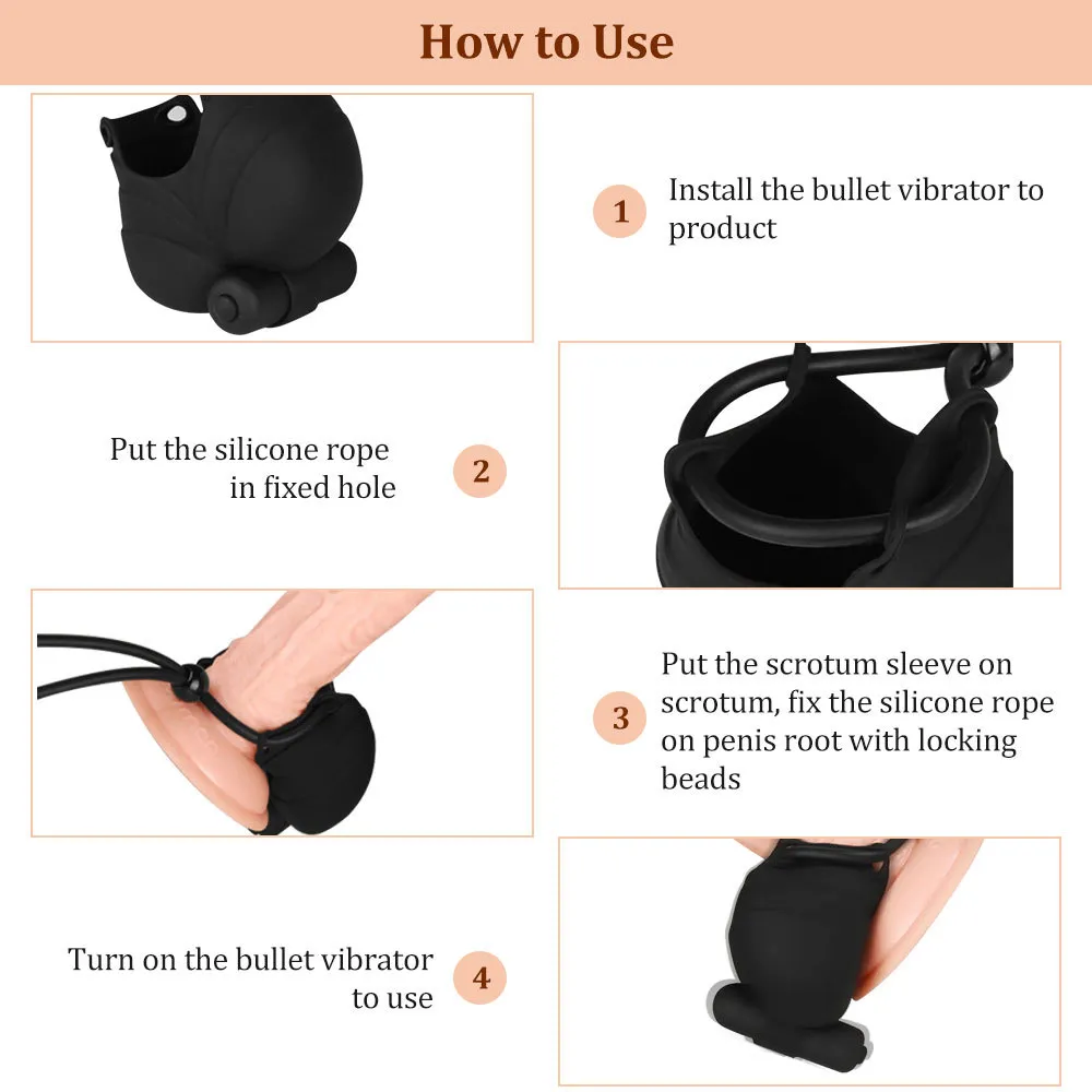 Hodenmassage -Vibrator -Sexspielzeug für Männer Verzögerungs -Ejakulationsring Männlicher Masturbator Vibration Penishülsen -Scrotum Stimulator MX1918970163