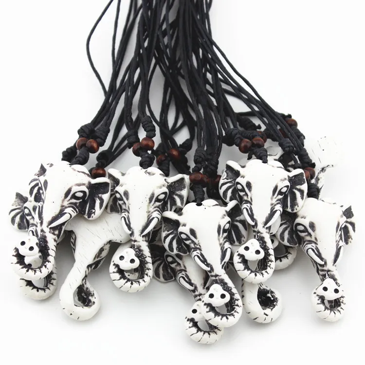 Всего 50 шт./лот, ожерелья, микс-лот, имитация кости, кулон из смолы, веревка-цепочка, ожерелье, модные украшения в стиле панк, этнический стиль, племенной Ani324K