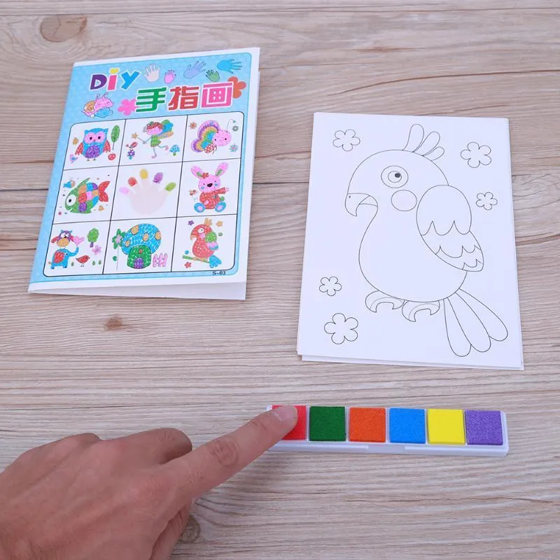 8 Teile/satz Cartoon Kind Finger Malerei Handwerk Set Kinder malbuch Fingerpaint Zeichnung Werkzeug Bildung Spielzeug Großhandel