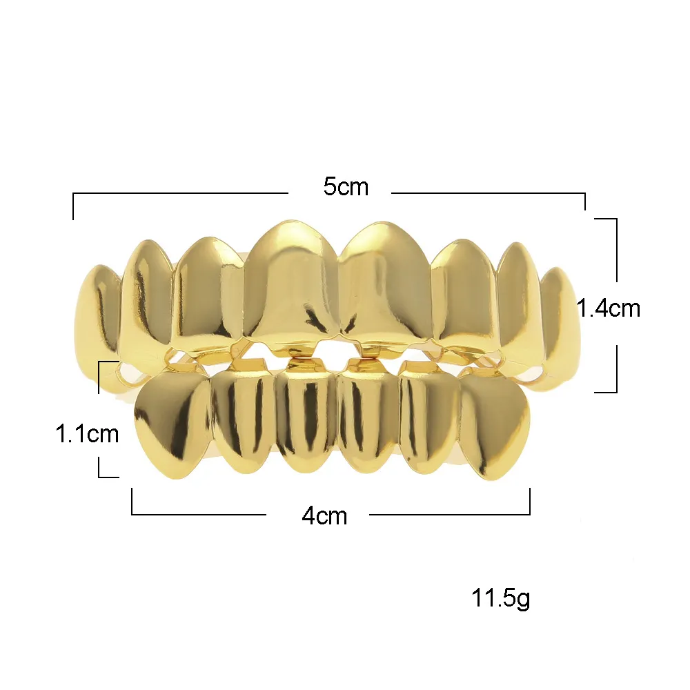 Hip Hop Gold Teeth Grillz Bottom 8 Shows Shows Cosplay Cosplay Vampire Tooth Caps Rapper Party Jewelry Gift Xhyt1007284i