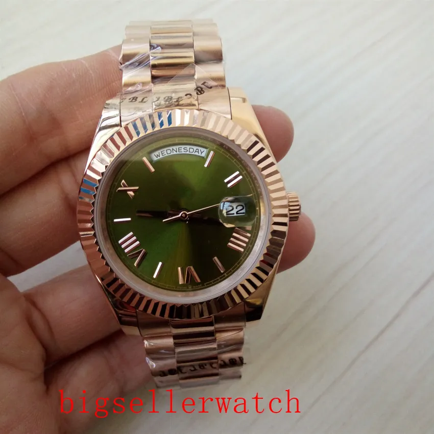 Luxury High Quality Day Date President 40mm Day Date President 228235 Green Roman Dial 18K Rose Gold 2183Movement Automatic Mens W287M