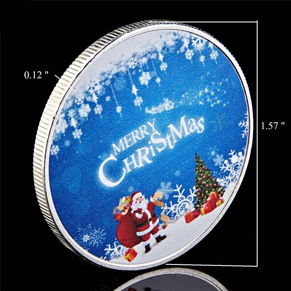5 pezzi Merry Christmas Coin Craft con Babbo Natale e Deer Po Silver Plazed Metal Challenge Badge4829598