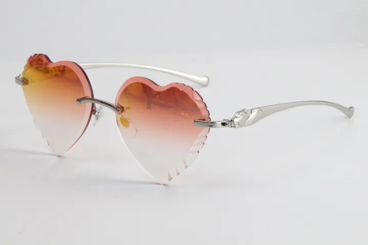 Мужские и женские металлические леопардовые очки серии Panther 3524012, солнцезащитные очки без оправы, винтажные необычные очки, тонкие смешанные удлиненные треугольные линзы269l